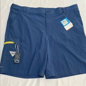 Columbia Navy Shorts with Yellow Detail
